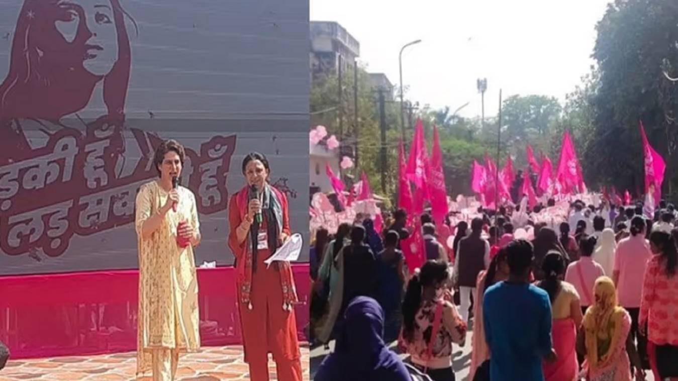 लखनऊ में प्रियंका गांधी का महिला मार्च: बड़ी संख्या में उमड़ा महिलाओं का हुजूम, गूंजा लड़की हूं, लड़ सकती हूं का नारा