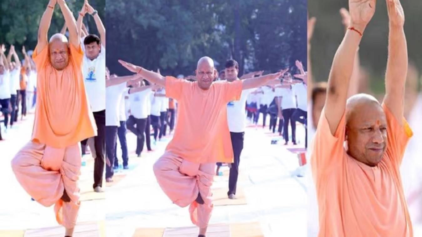 सीएम योगी ने राजभवन में किया योग, यूपी में 40 मंत्रियों और अधिकारियों के संग लोगों ने किया सामूहिक योगाभ्यास