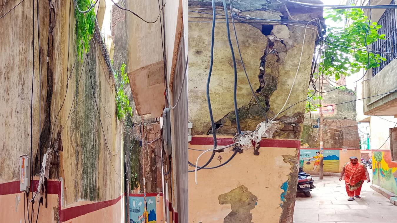 बच्चों के सर पर लटक रही मौत की दीवार 