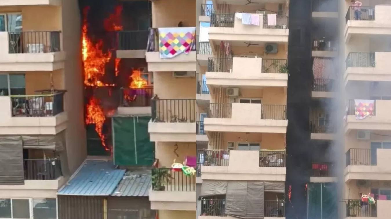 Greater Noida: Gaur City 14 एवेन्यू की पहली मंजिल पर लगी भीषण आग, दमकलकर्मियों ने पाया काबू