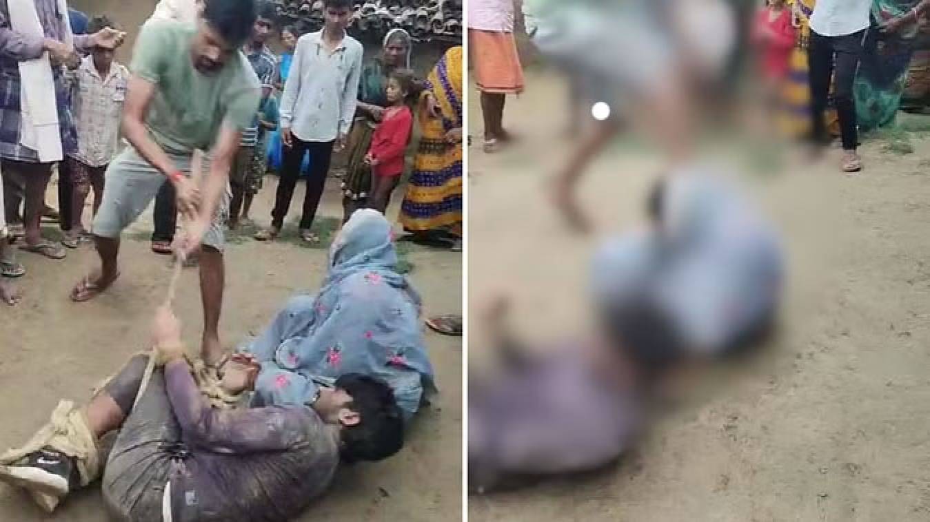 प्रेमी के साथ पकड़ी गई तीन बच्चों की मां: हाथ-पैर बांधकर ग्रामीणों ने की पिटाई