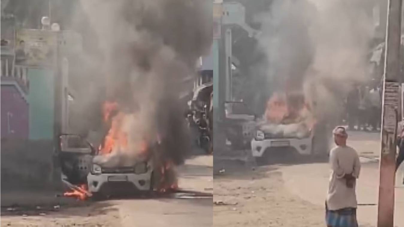 ससुराल पहुंचकर युवक ने अपनी ही कार में लगा दी आग, अपने साथी के मोटरसाइकिल से हुआ फरार 