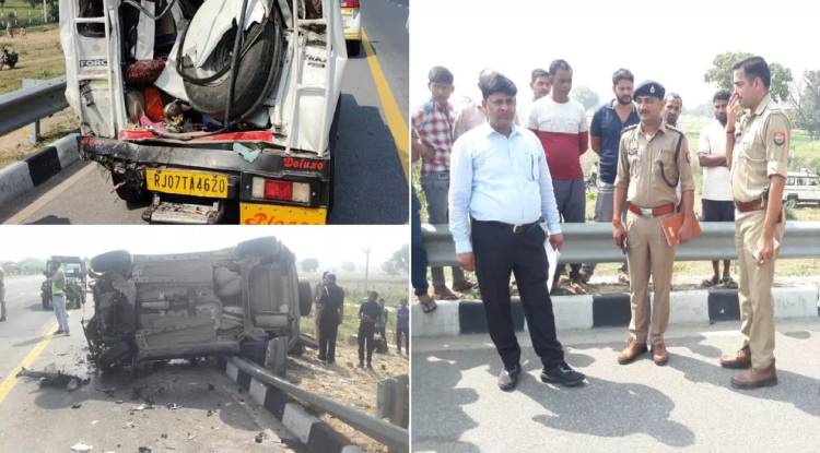 लखनऊ एक्सप्रेस-वे पर तेज रफ्तार कार ने यात्रियों को रौंदा, पांच लोगों की मौत