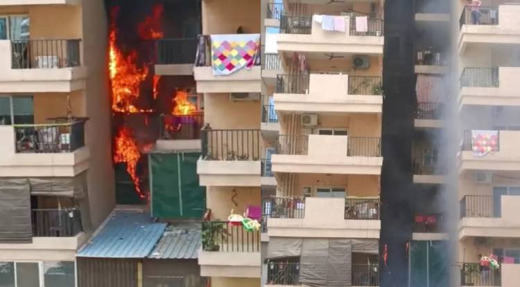 Greater Noida: Gaur City 14 एवेन्यू की पहली मंजिल पर लगी भीषण आग, दमकलकर्मियों ने पाया काबू