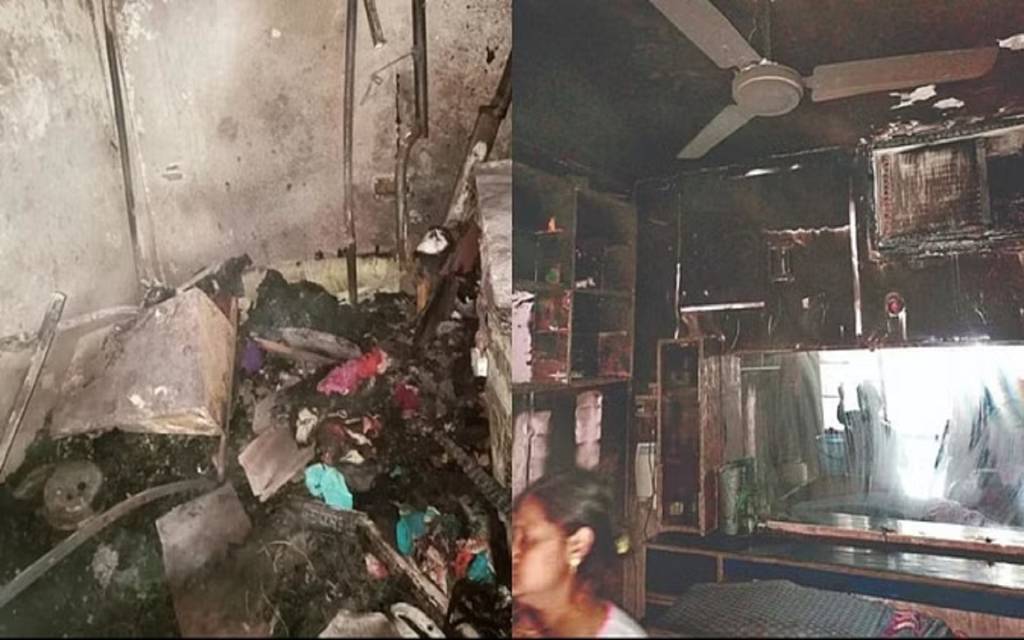 बड़ागांव : गैस सिलिंडर की पाइप फटने से मकान में आग लगी, पोस्ट आफिस व साइबर का भी जला सामान 