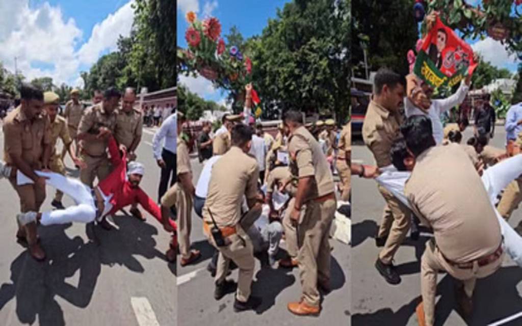 छात्रों पर लाठीचार्ज के विरोध में सड़कों पर उतरे सपाई, कई कार्यकर्ता हिरासत में, राजभवन के सामने किया प्रदर्शन