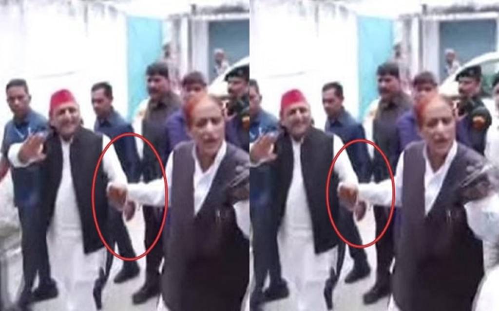 रामपुर में अखिलेश यादव और आजम खां की मुलाकात, एक-दूसरे के हाथ पकड़कर चले साथ