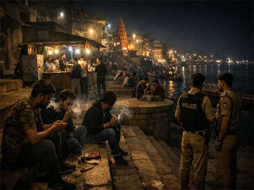 अंधेरी रात में काशी का घाट बना नशेड़ियों का अड्डा