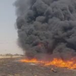 वाराणसी में जल शक्ति मिशन की पाइप में भीषण आग, 4–5 करोड़ का नुकसान; 3 घंटे की मशक्कत के बाद काबू