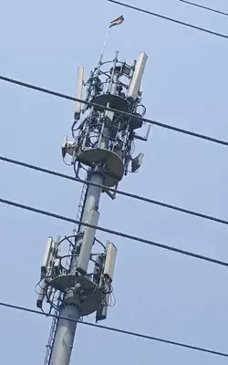 वाराणसी: सदर बाजार में युवक 150 फीट ऊँचे टावर पर चढ़ा, पुलिस ने सुरक्षित नीचे उतारा