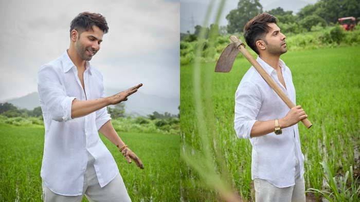 खेत में फावड़ा लेकर उतरे वरुण धवन, धान के बीच दिखी अभिनेता की नई तस्वीरें; बोले- ‘खेती शुरू’