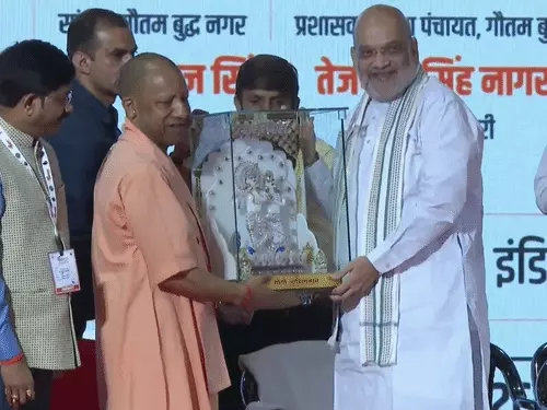 नोएडा में यूपी इंटरनेशनल ट्रेड शो का आगाज, गोल्फ कार्ट में पहुंचे अमित शाह-योगी; 85 देशों के खरीदार होंगे शामिल