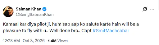 फ्लाईदुबई के पायलट स्मित मच्छर की बहादुरी को सलाम, बॉलीवुड सितारों ने की जमकर सराहना