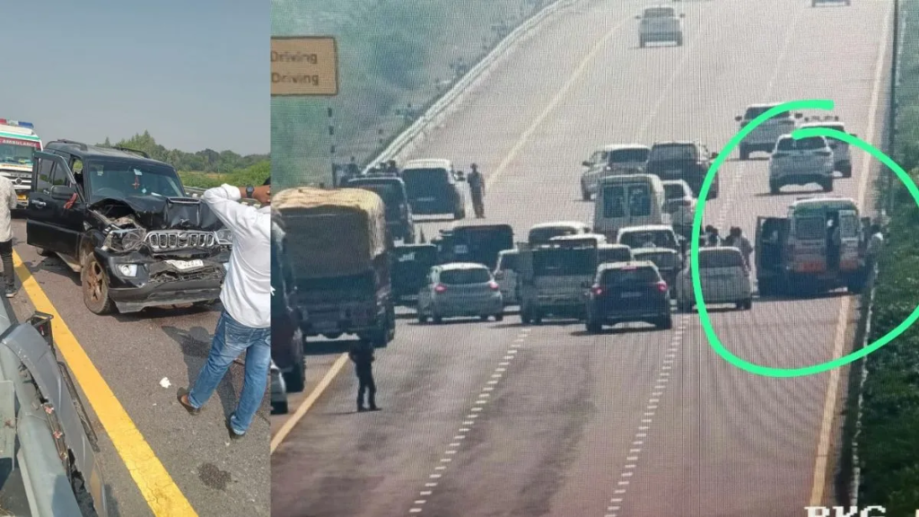 राहुल गांधी के काफिले की गाड़िया आपस में टकराई पूर्वांचल पूर्वांचल एक्सप्रेसवे हुआ हादसा